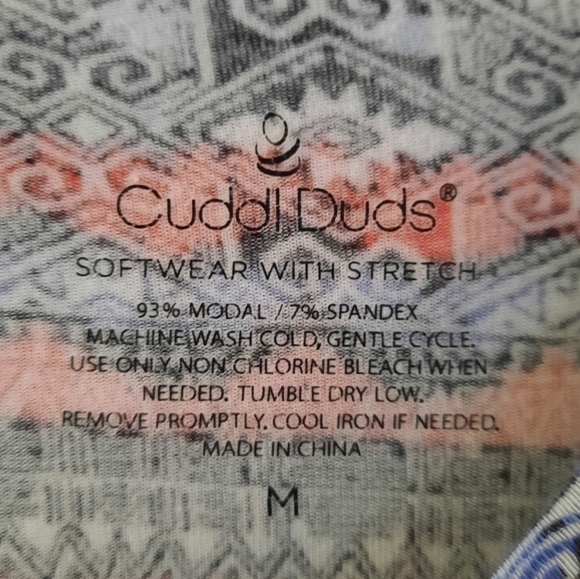 Cuddl Duds Tribal Print Long Sleeve Top M - Picture 3 of 3